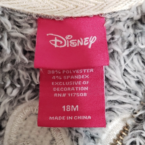 Disney Minnie Mouse Toddler Fleece Jacket Grey Size 18 Month - Picture 8 of 16